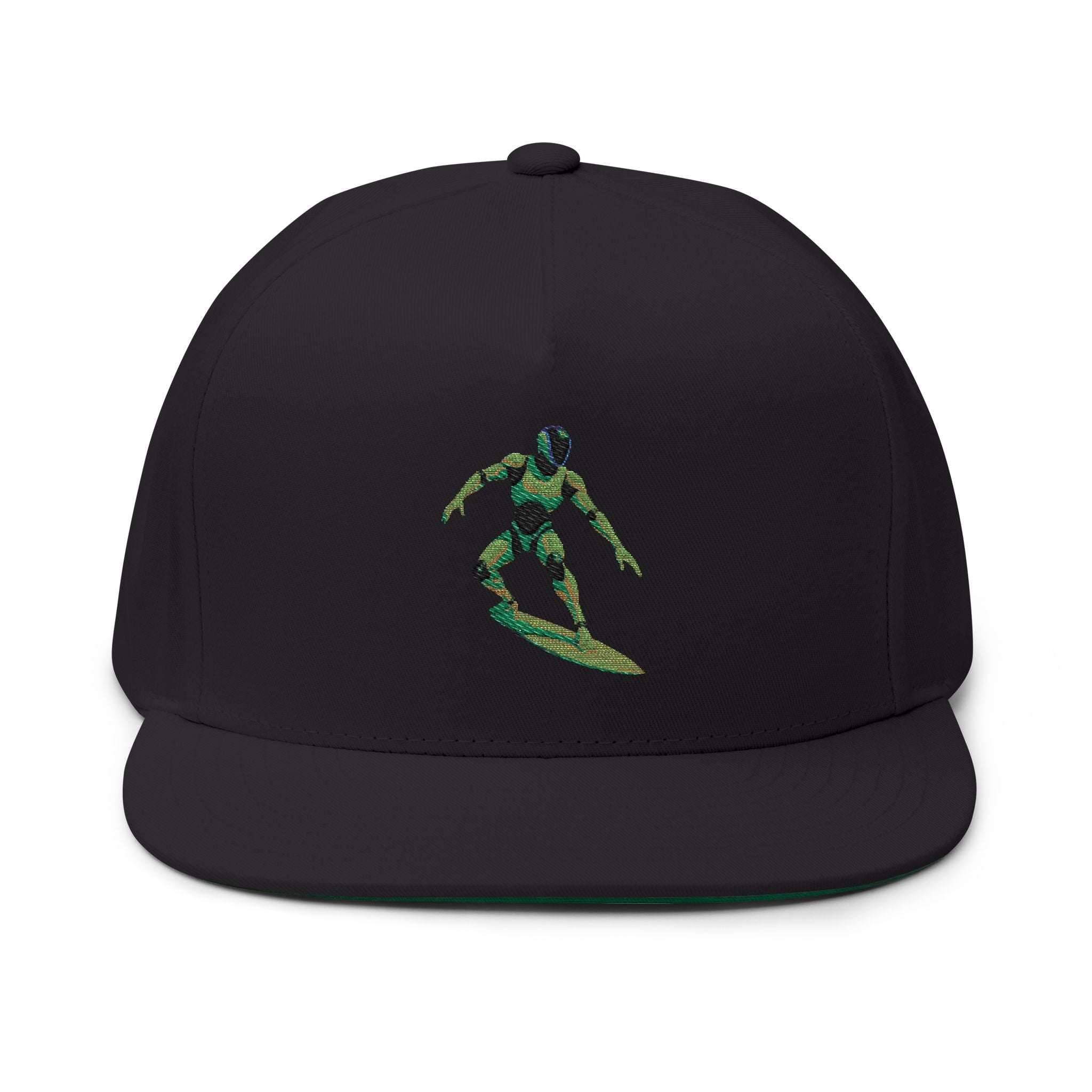 Surfing Flat Bill Cap - Embroidered Surfer Hat, Summer Accessory, Beachwear, Gift for Surfers, Outdoor Adventure