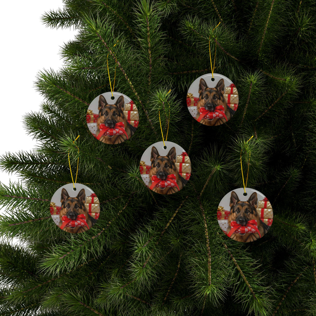 Christmas German Shepard Ceramic Ornament - Decorative Ornaments
