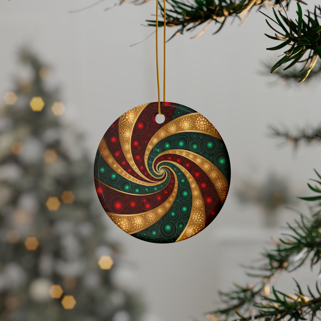 Spiral Pattern Ceramic Ornaments - Festive Holiday Decorations, Double-Sided Ornaments, Christmas Tree Decor, Unique Gift Ideas, Home Decor