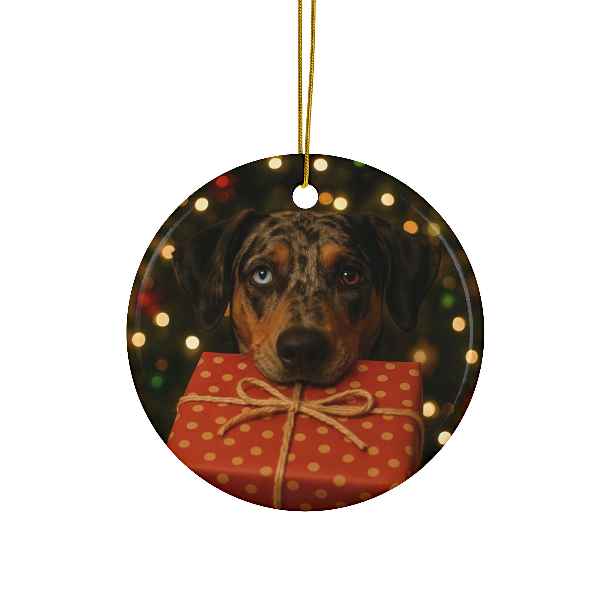 Christmas Catahoula Ceramic Ornament - Decorative Ornaments