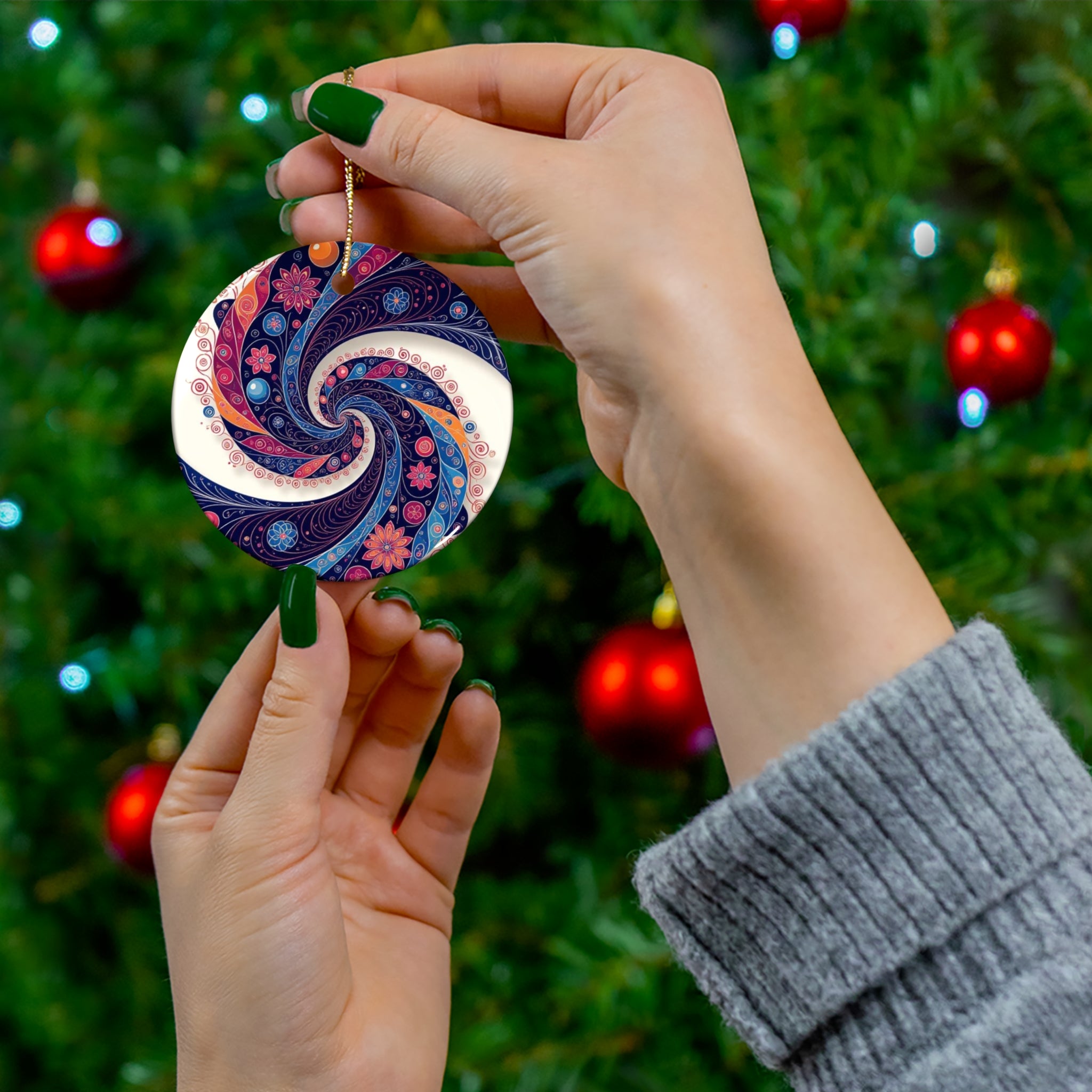 Artistic Ceramic Ornament, Home Decor, Holiday Gift, Unique Gift, Christmas Decoration, Bohemian Style, Colorful Accent