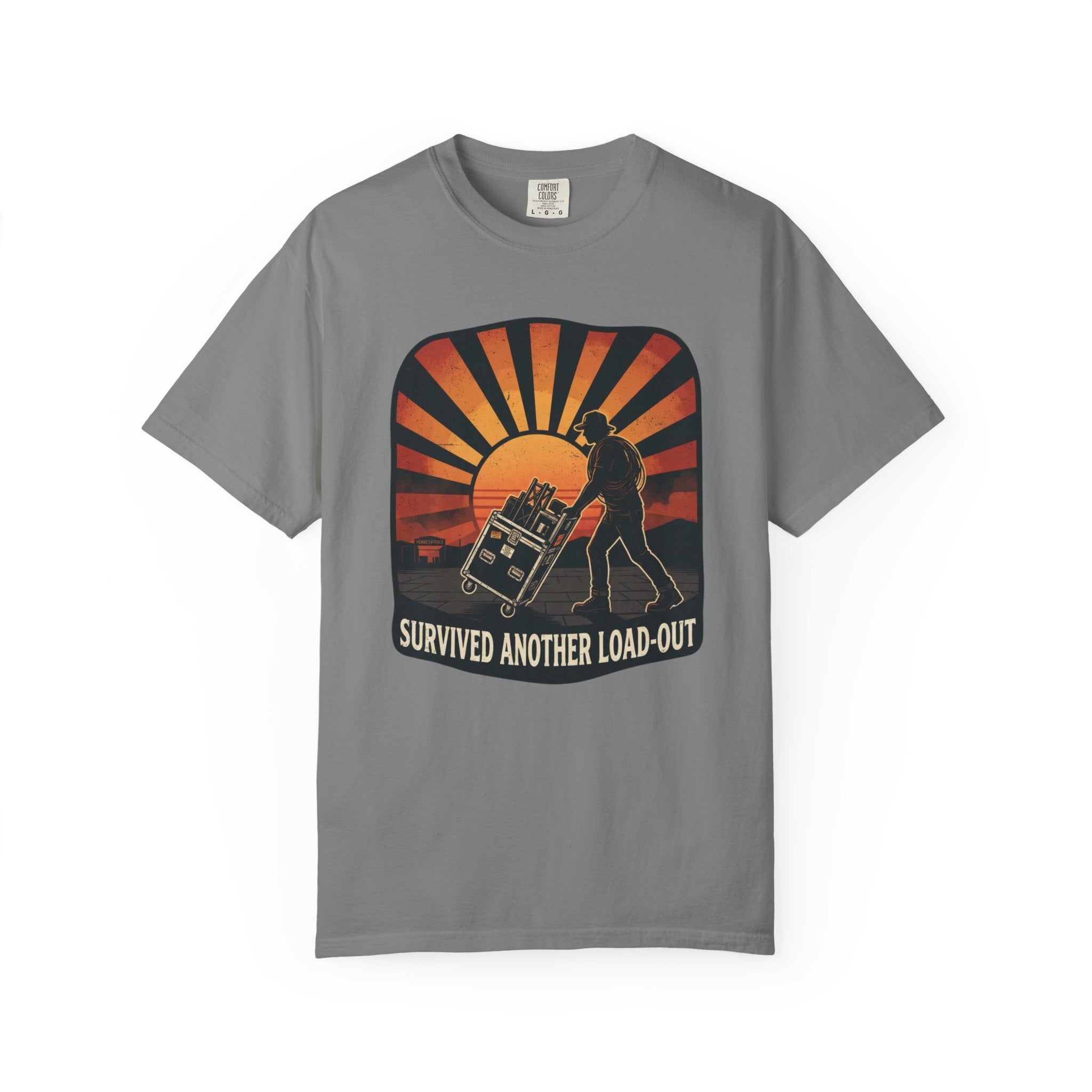 Survived Another Load-Out T-Shirt — Vintage Sunset Mover Crew Tee