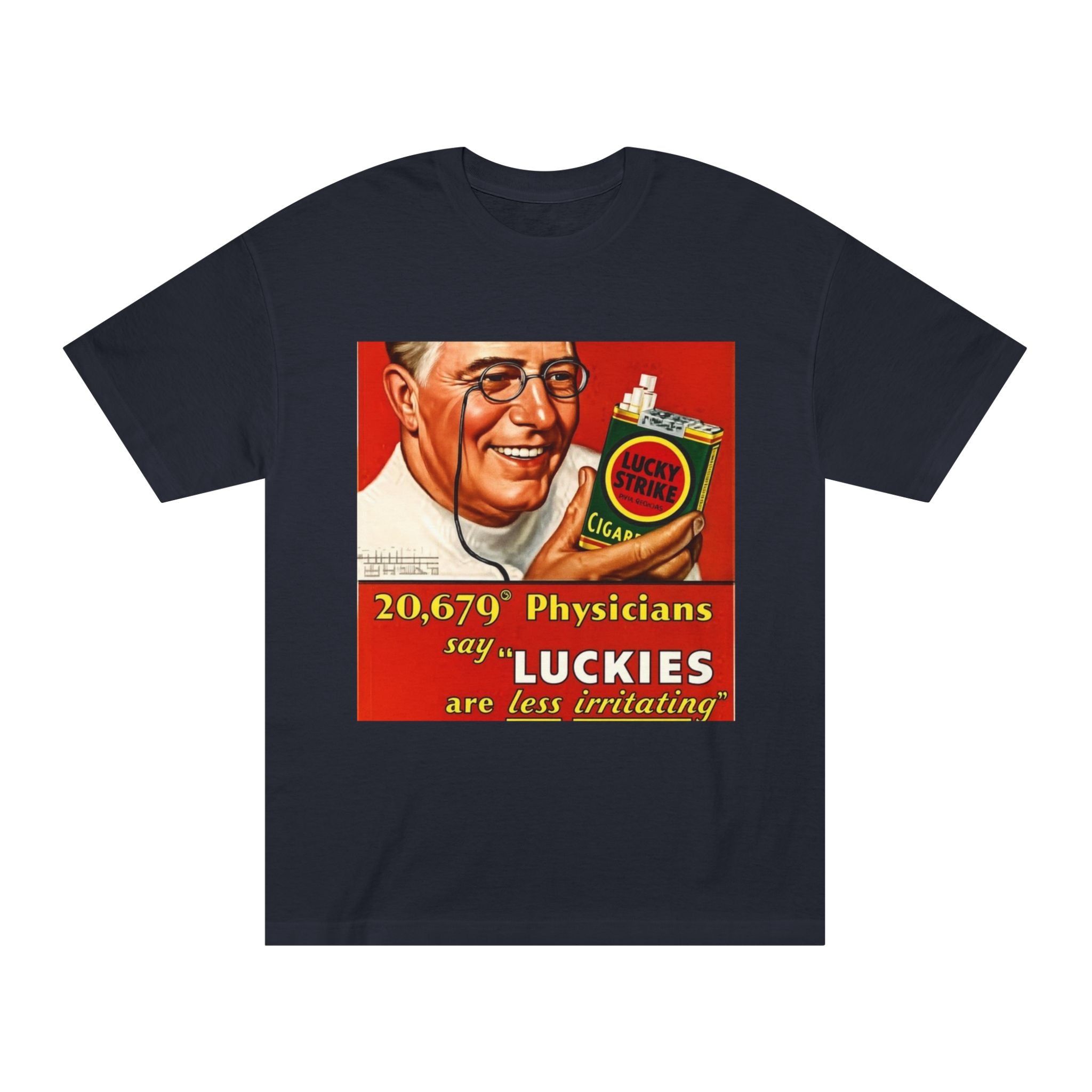 Vintage Lucky Strike Advertisement T‑Shirt — "20,679 Physicians Say Luckies Are Less Irritating"