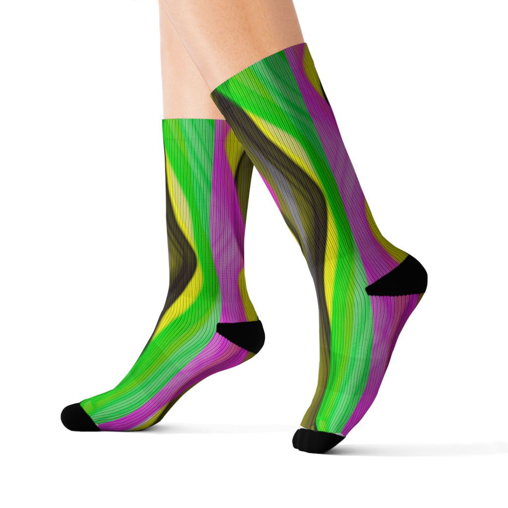 Colorful Abstract Art Sublimation Socks — Athletic Crew Socks with Vibrant Abstract Design