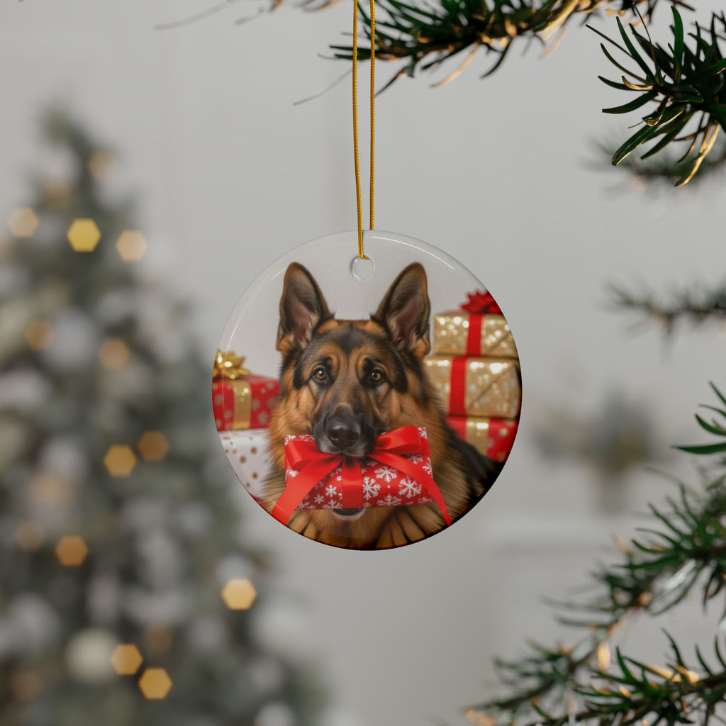 Christmas German Shepard Ceramic Ornament - Decorative Ornaments