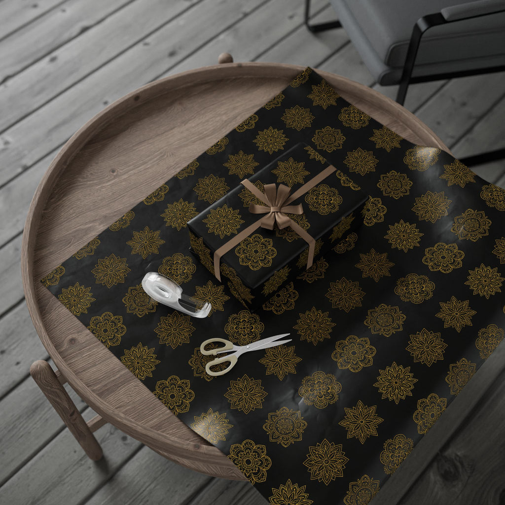 Wrapping Paper - Metallic Gold Mandala Design