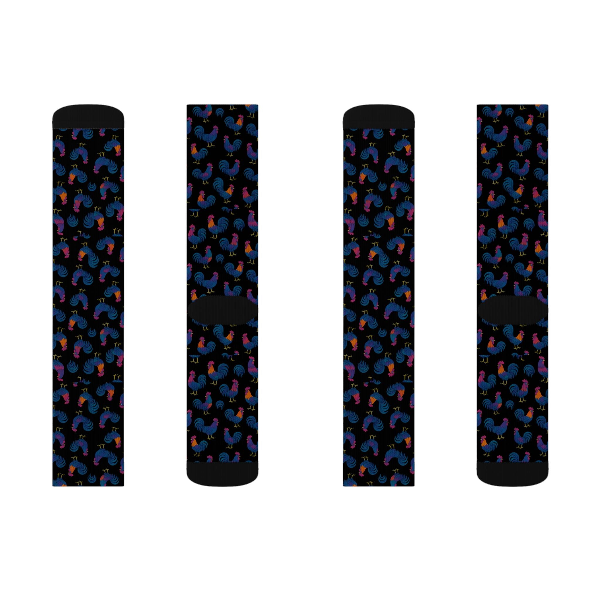 Blue Rooster Sublimation Socks — Custom Rooster Design