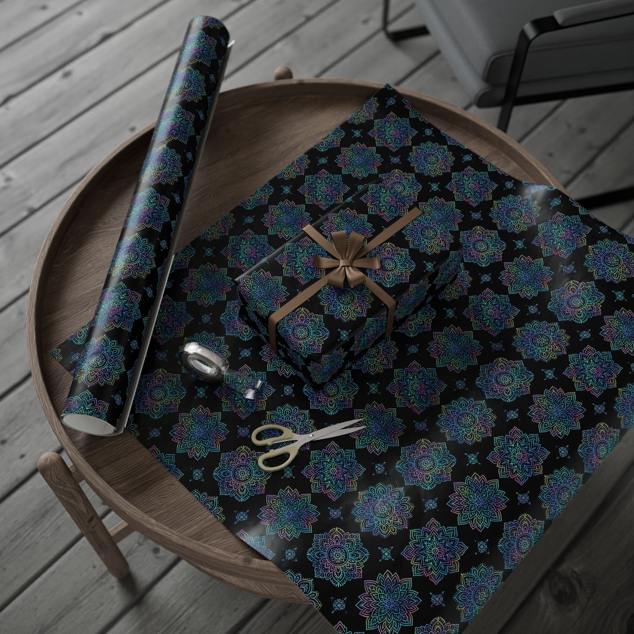 Wrapping Paper Blue Mandala Design