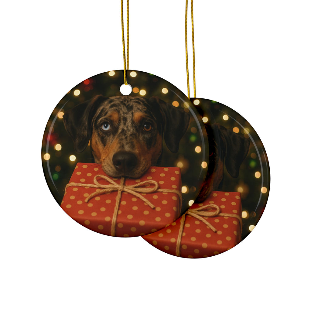 Christmas Catahoula Ceramic Ornament - Decorative Ornaments