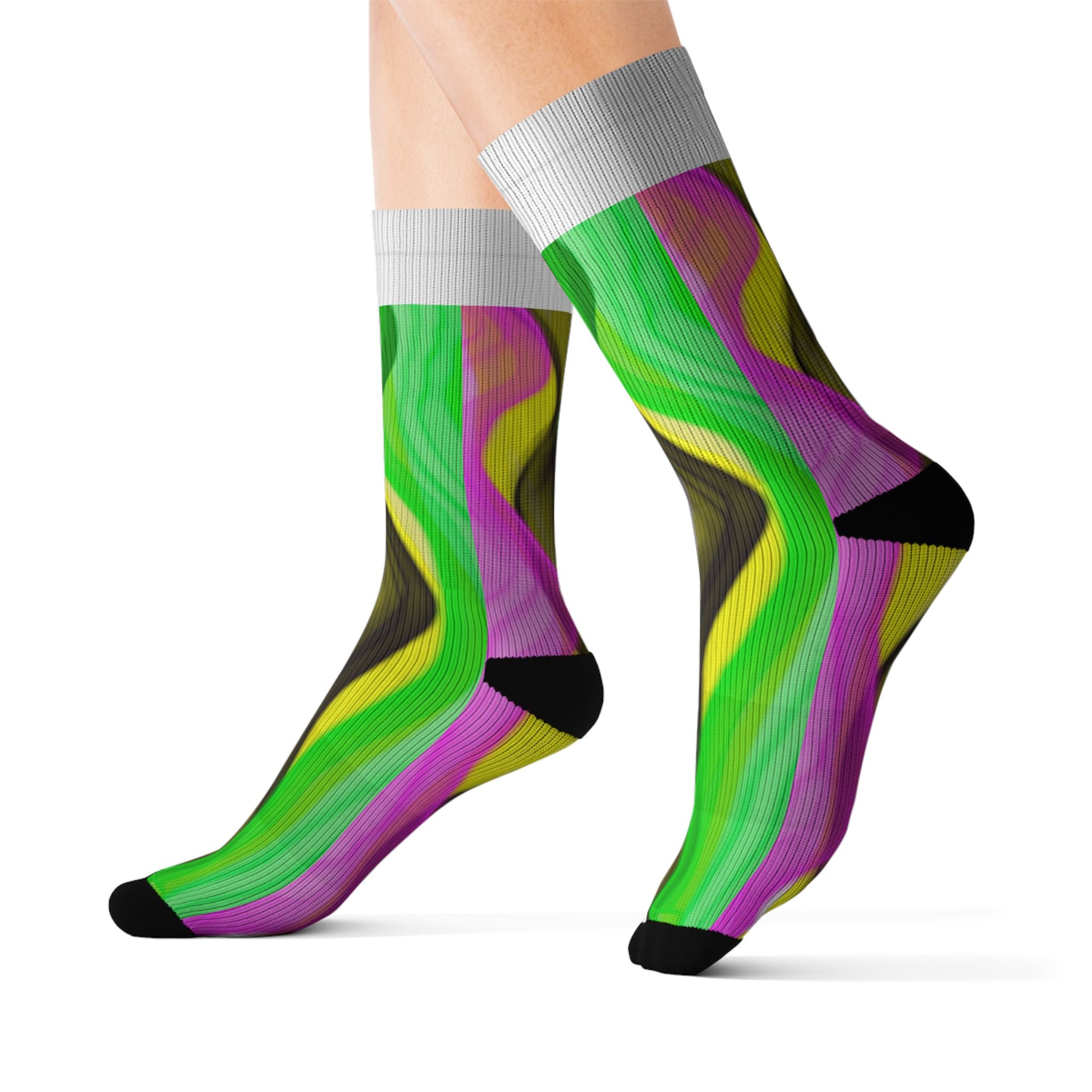 Colorful Abstract Art Sublimation Socks — Athletic Crew Socks with Vibrant Abstract Design