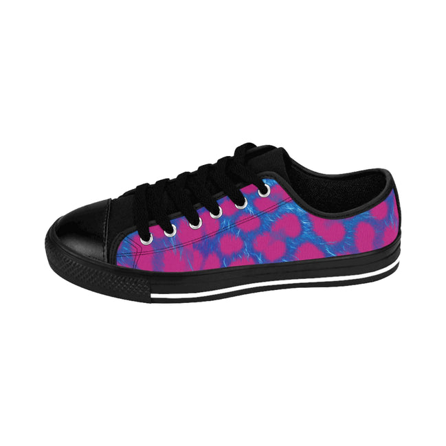 Men's Pink & Blue Leopard Print Low-Top Sneakers — Casual Canvas Shoes