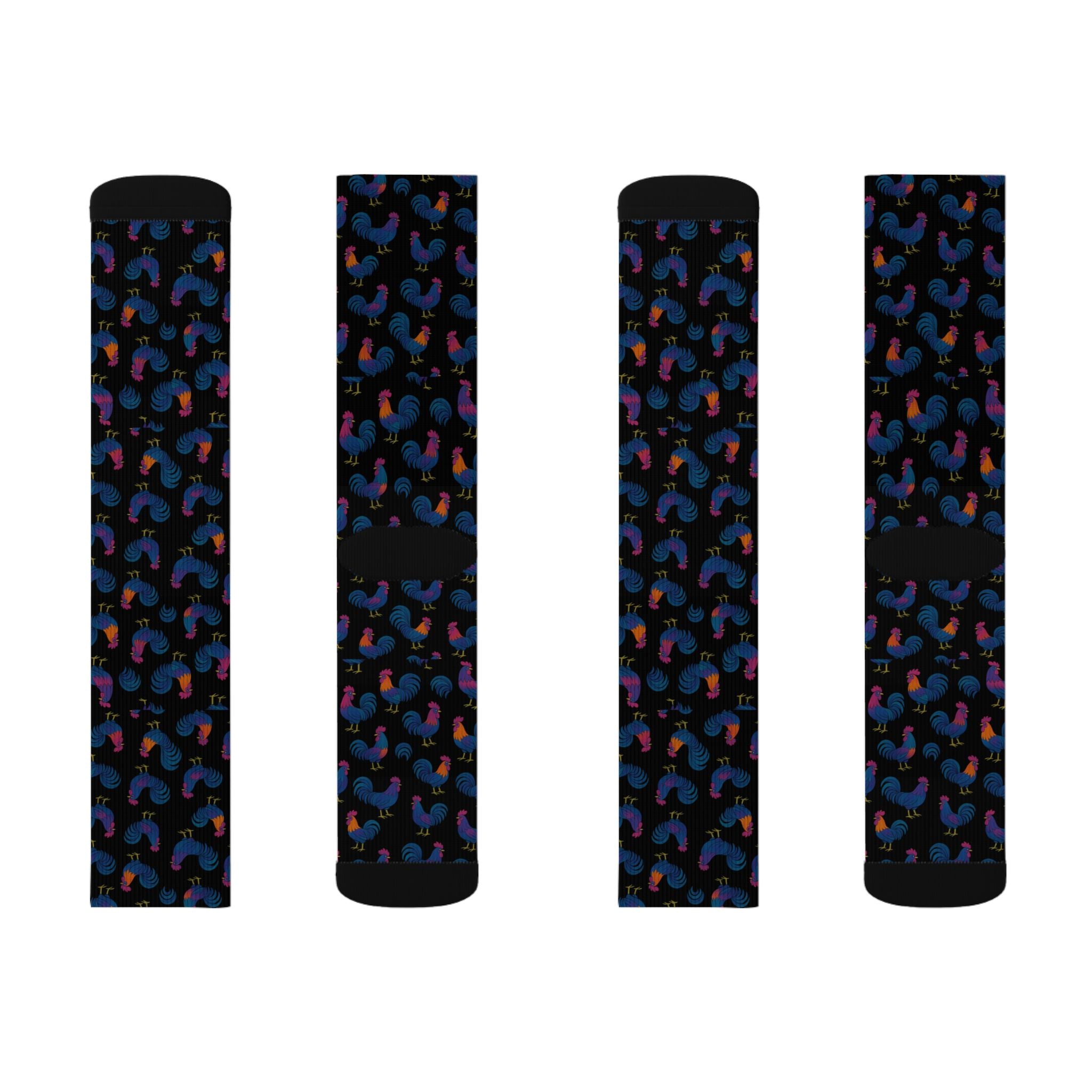 Blue Rooster Sublimation Socks — Custom Rooster Design