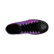 Men's Pink & Blue Leopard Print Low-Top Sneakers — Casual Canvas Shoes