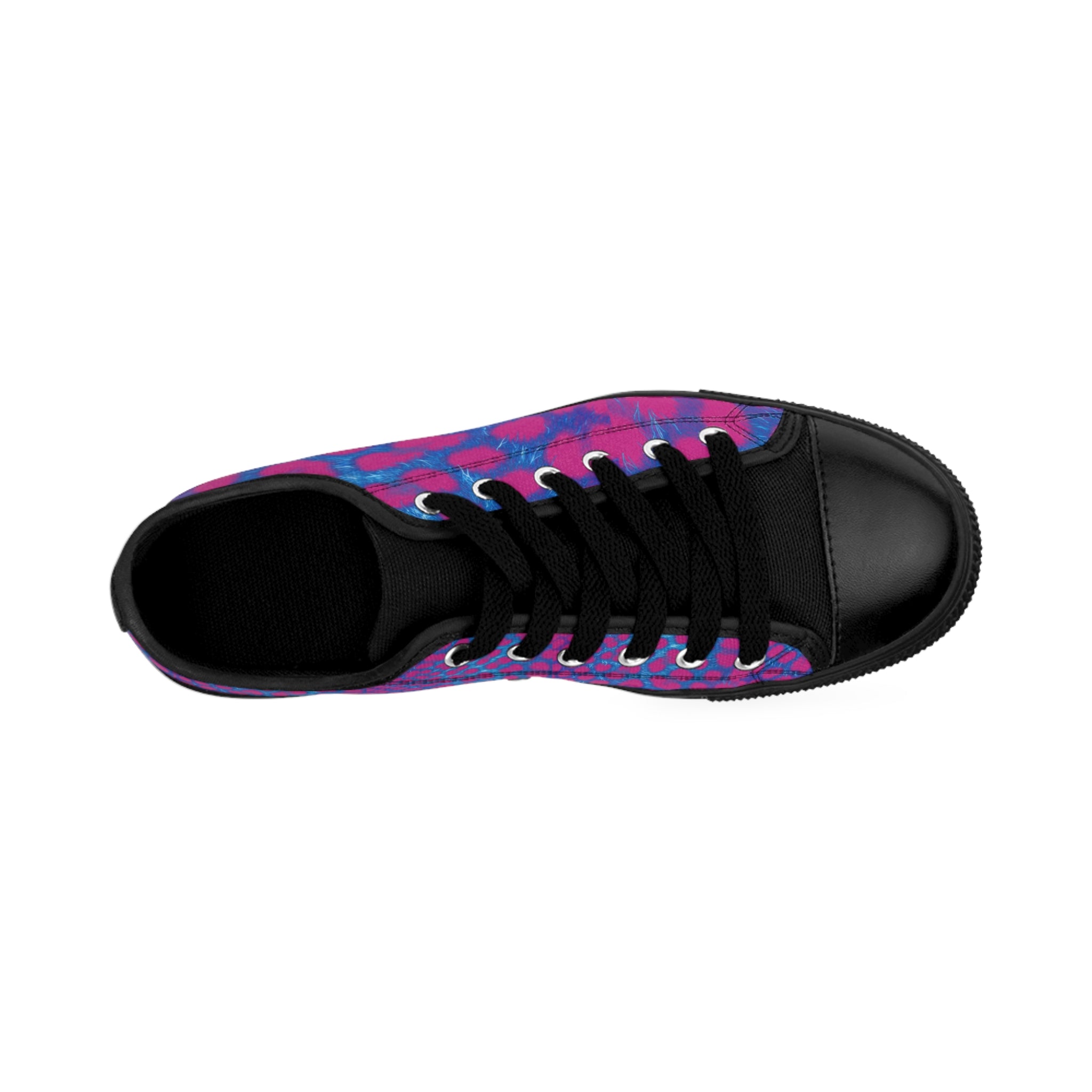 Men's Pink & Blue Leopard Print Low-Top Sneakers — Casual Canvas Shoes