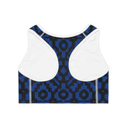 Inca Tribal Print Sports Bra — Blue Activewear Workout Top
