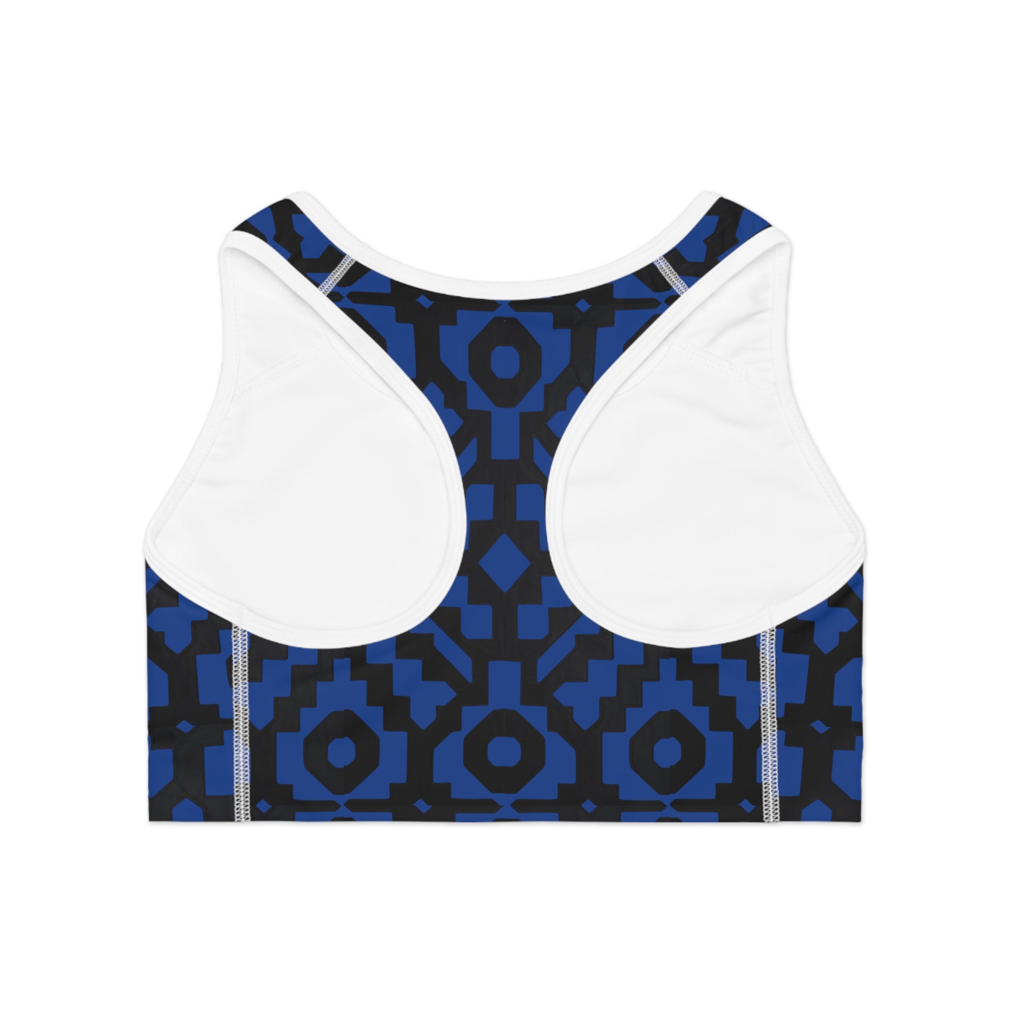 Inca Tribal Print Sports Bra — Blue Activewear Workout Top