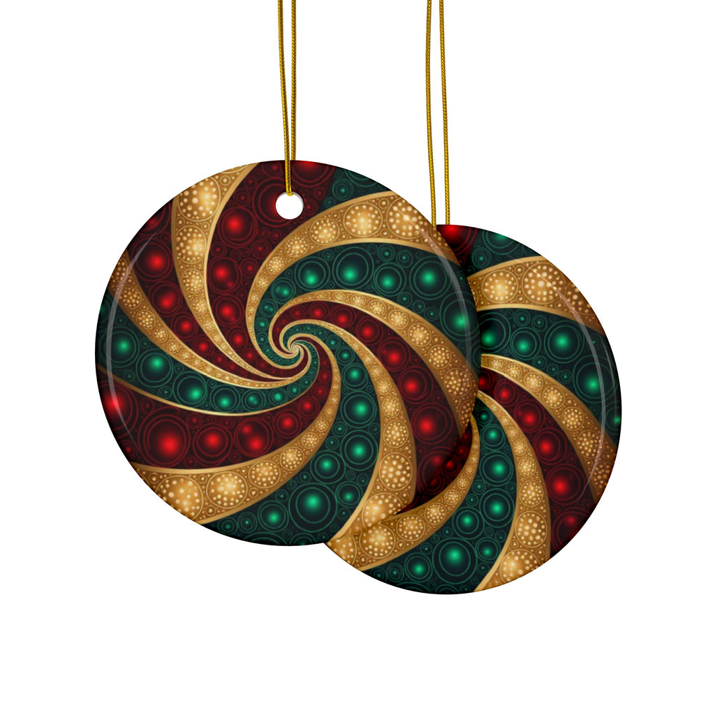 Spiral Pattern Ceramic Ornaments - Festive Holiday Decorations, Double-Sided Ornaments, Christmas Tree Decor, Unique Gift Ideas, Home Decor