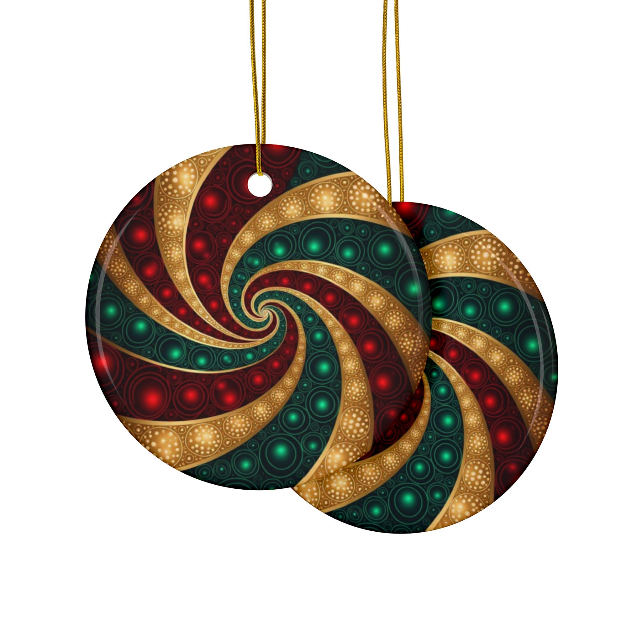 Spiral Pattern Ceramic Ornaments - Festive Holiday Decorations, Double-Sided Ornaments, Christmas Tree Decor, Unique Gift Ideas, Home Decor