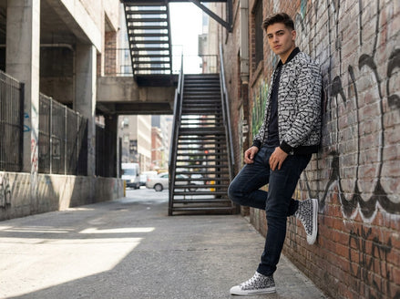 Graffiti Brick Pattern Bomber Jacket