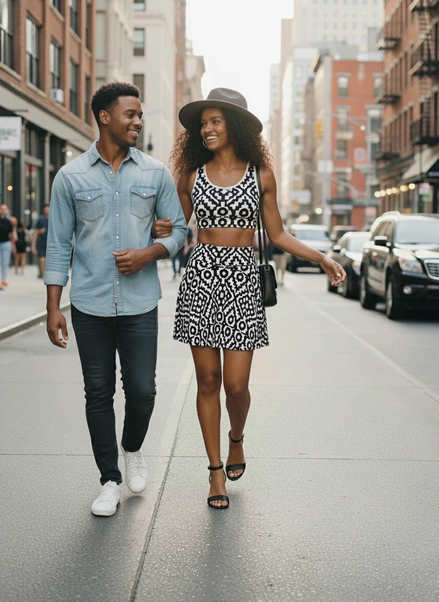 INCA Black & White Skater Skirt — Patterned AOP Women's Skirt