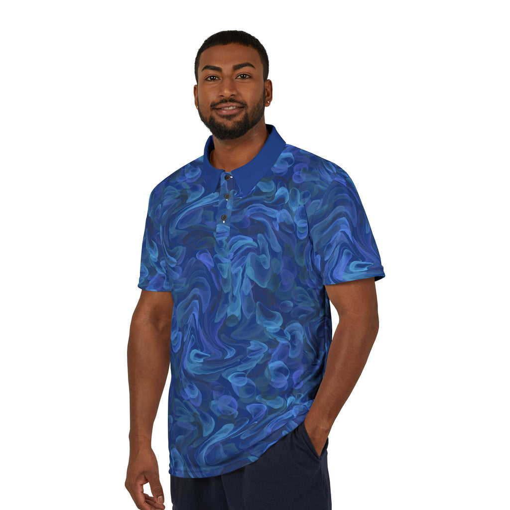 Blue Marble Swirl Polo Shirt
