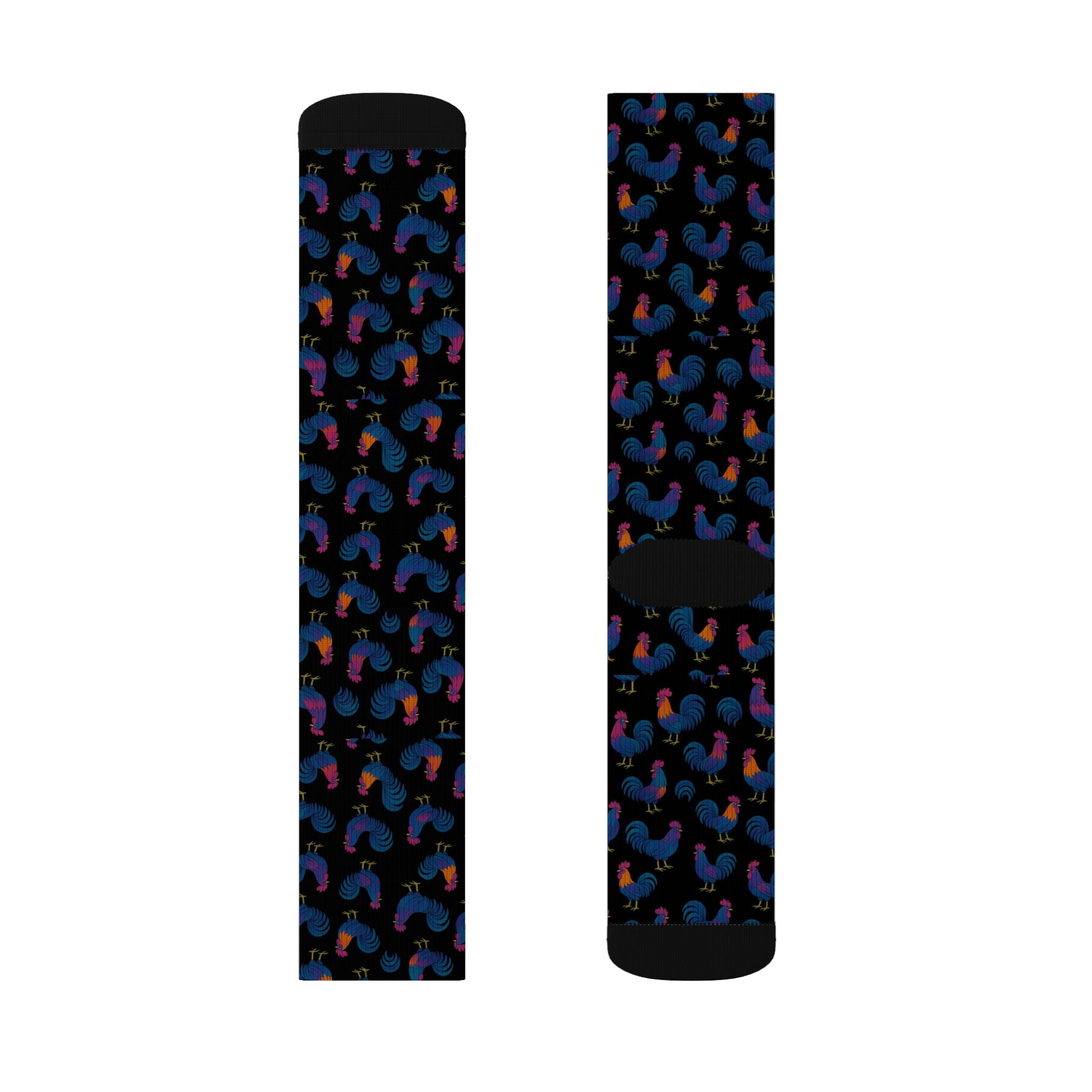 Blue Rooster Sublimation Socks — Custom Rooster Design