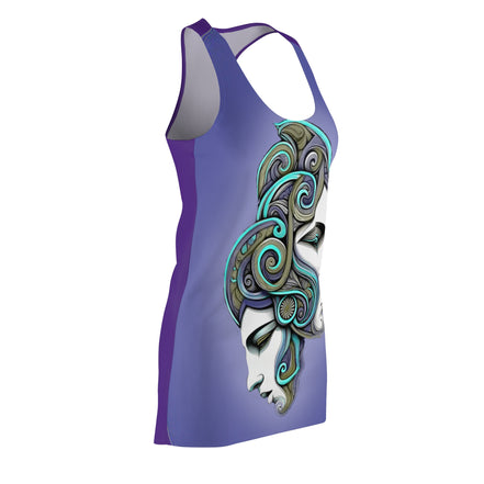 Art Nouveau Goddess Racerback Dress — Decorative Dual-Face Portrait Print