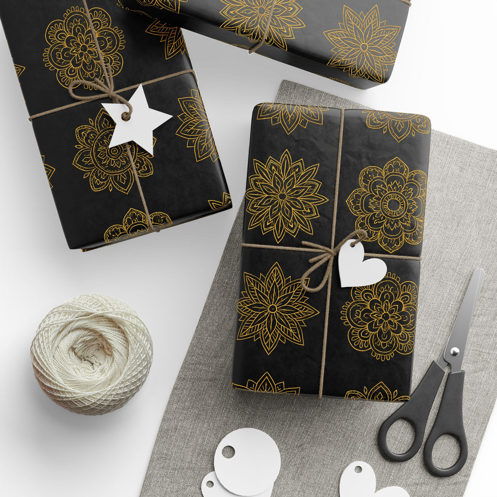 Wrapping Paper - Metallic Gold Mandala Design