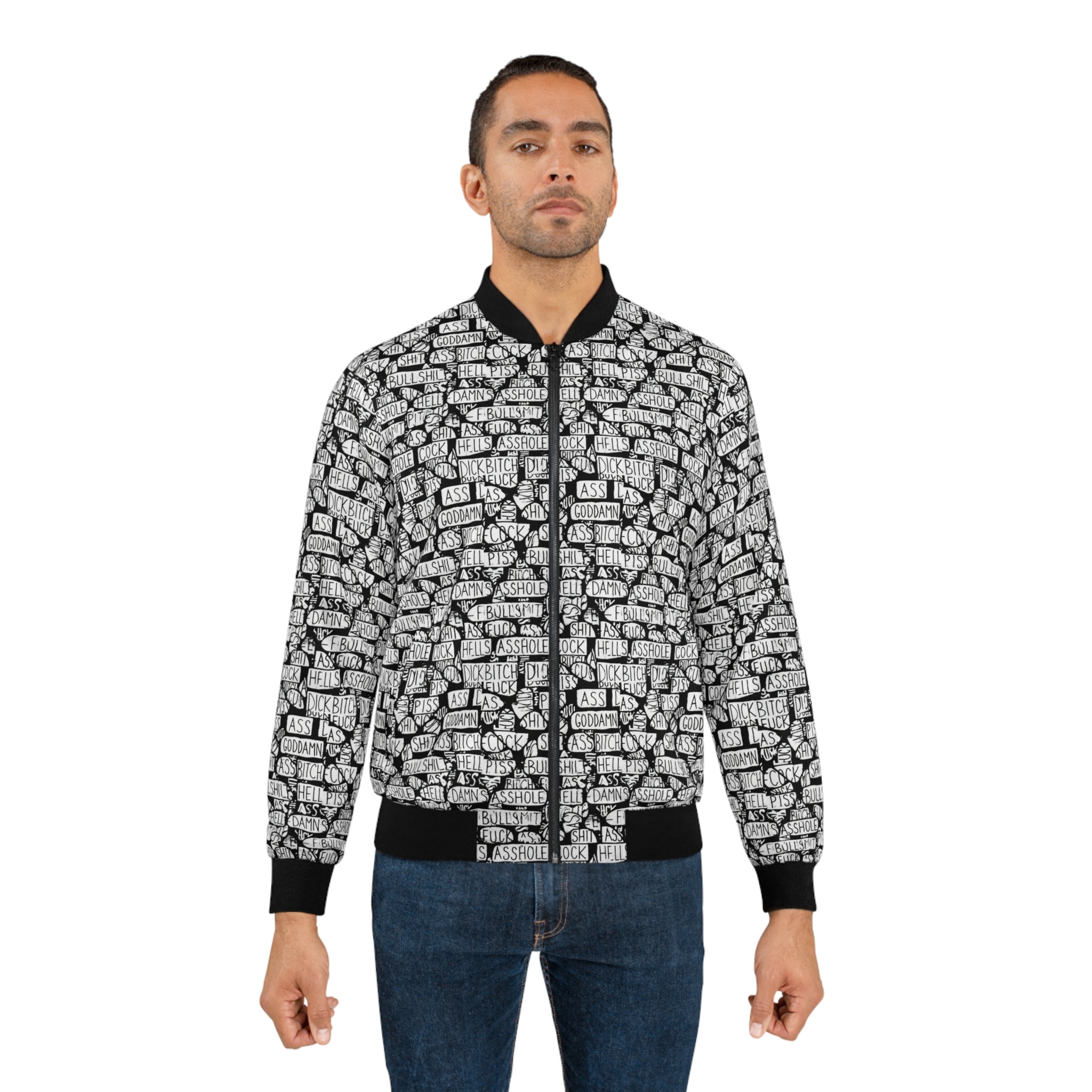 Graffiti Brick Pattern Bomber Jacket