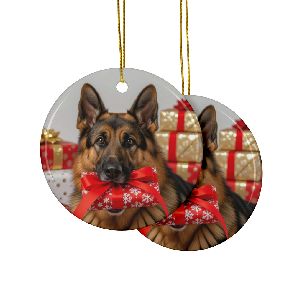 Christmas German Shepard Ceramic Ornament - Decorative Ornaments