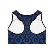 Inca Tribal Print Sports Bra — Blue Activewear Workout Top