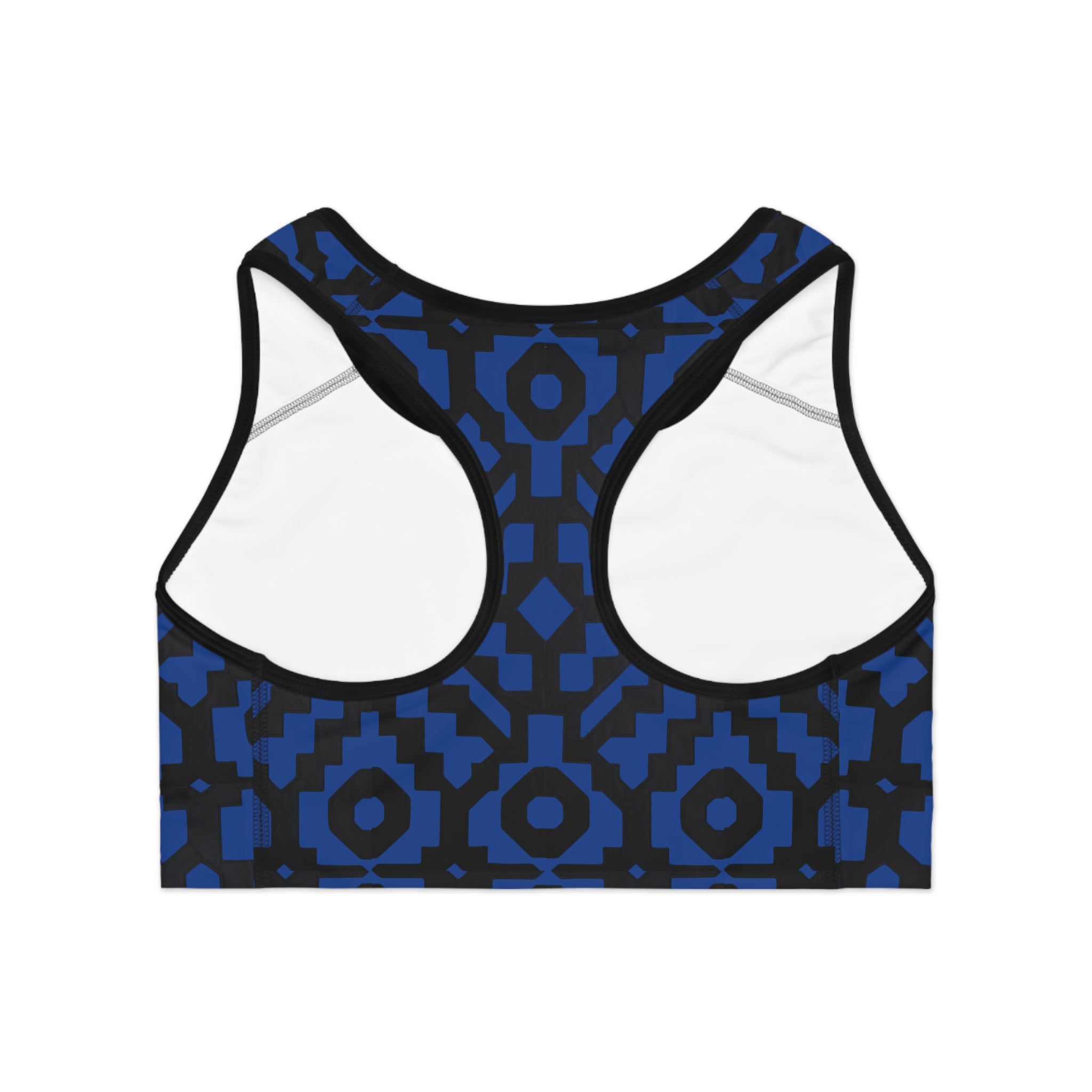 Inca Tribal Print Sports Bra — Blue Activewear Workout Top