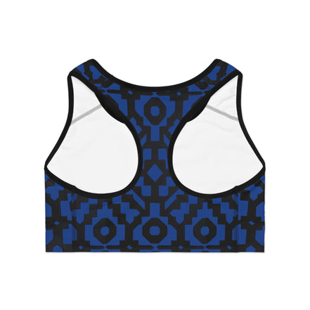 Inca Tribal Print Sports Bra — Blue Activewear Workout Top