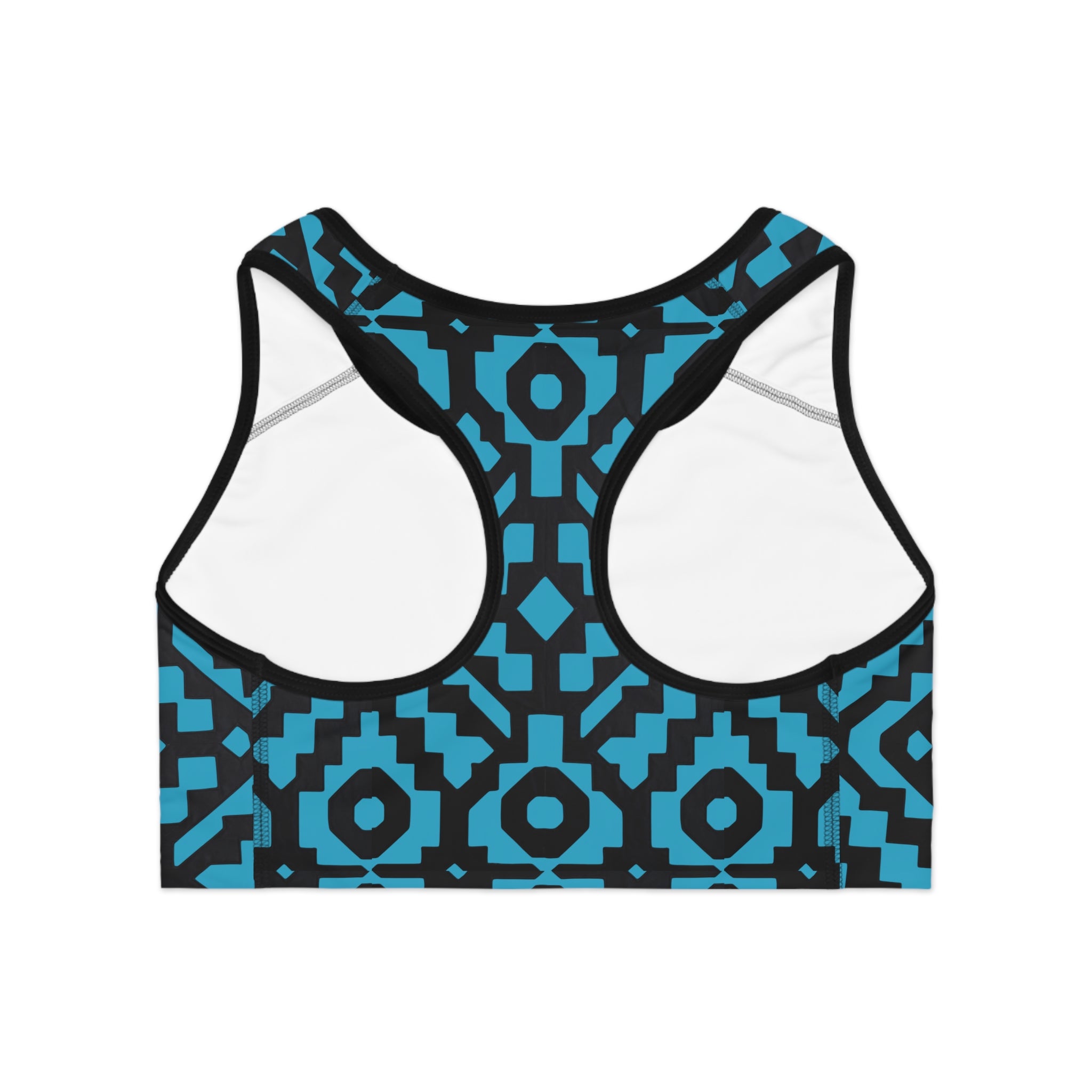 Inca Tribal Print Sports Bra — Turquoise Activewear Workout Top