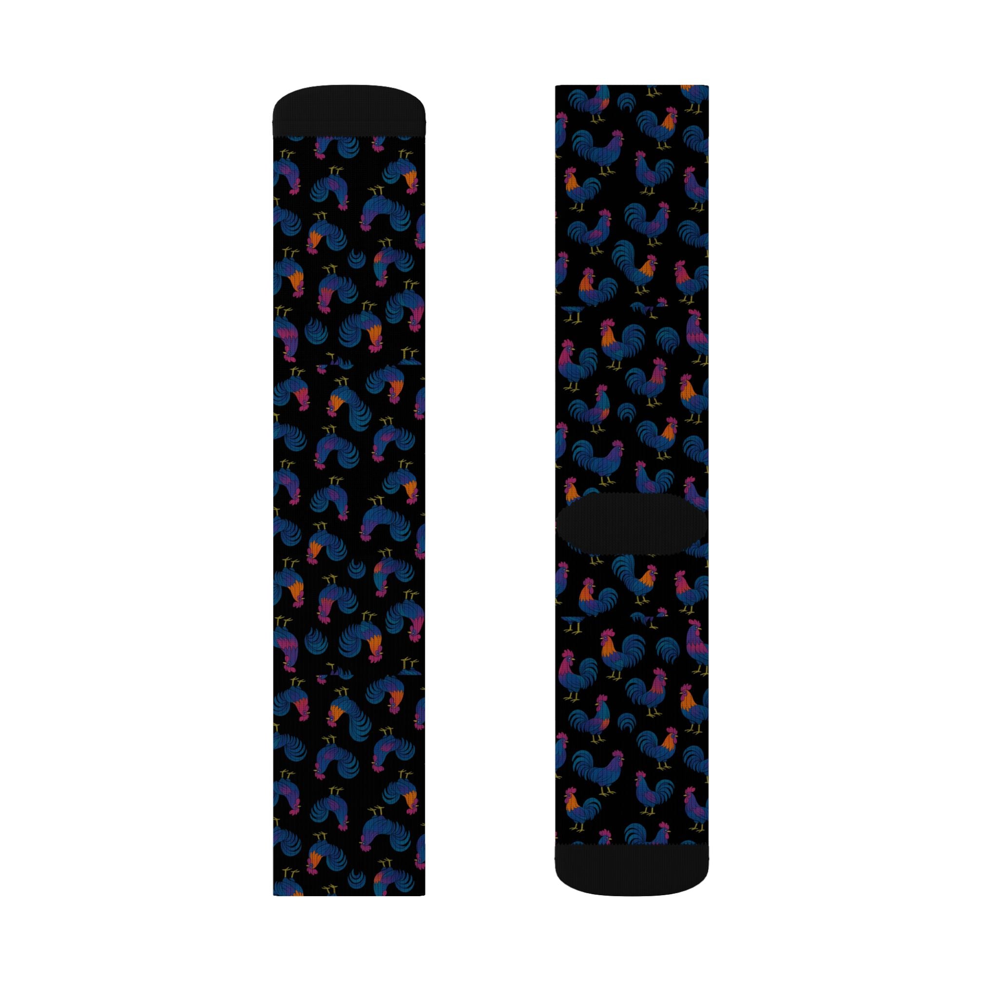 Blue Rooster Sublimation Socks — Custom Rooster Design