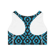 Inca Tribal Print Sports Bra — Turquoise Activewear Workout Top