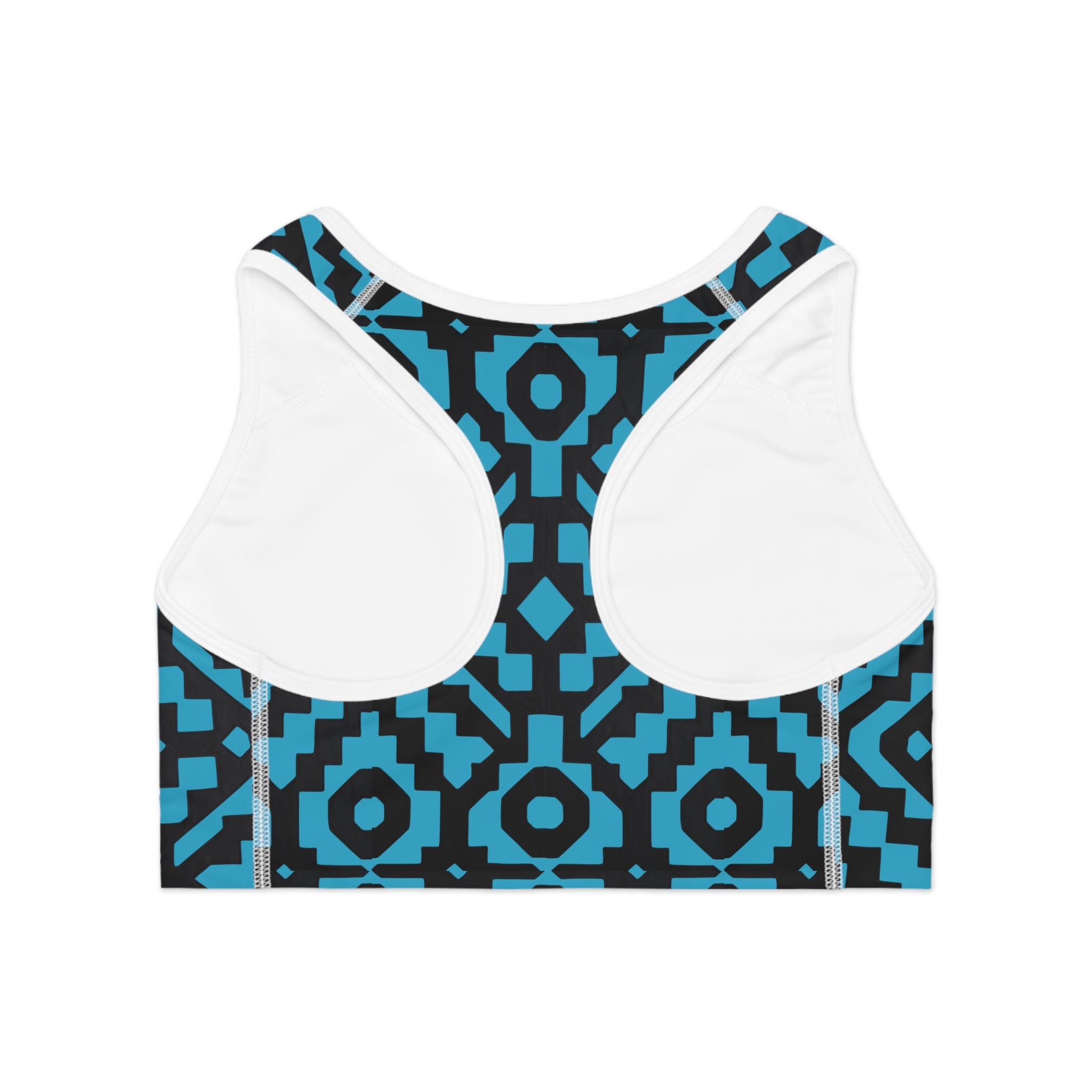 Inca Tribal Print Sports Bra — Turquoise Activewear Workout Top