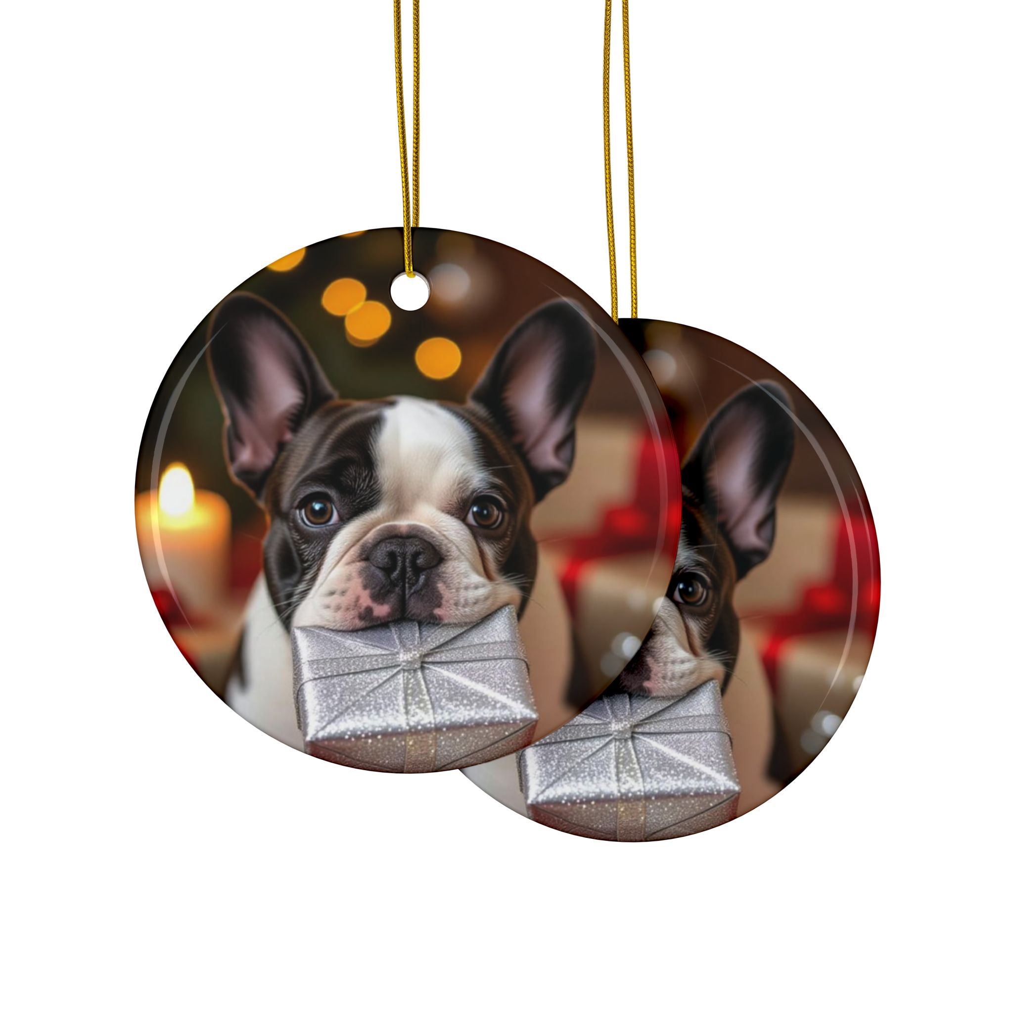 Ceramic Ornaments - French Bull Dog Design