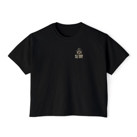 All Bark All Bite Bulldog Tee — Women's Boxy Dog Graphic T‑Shirt