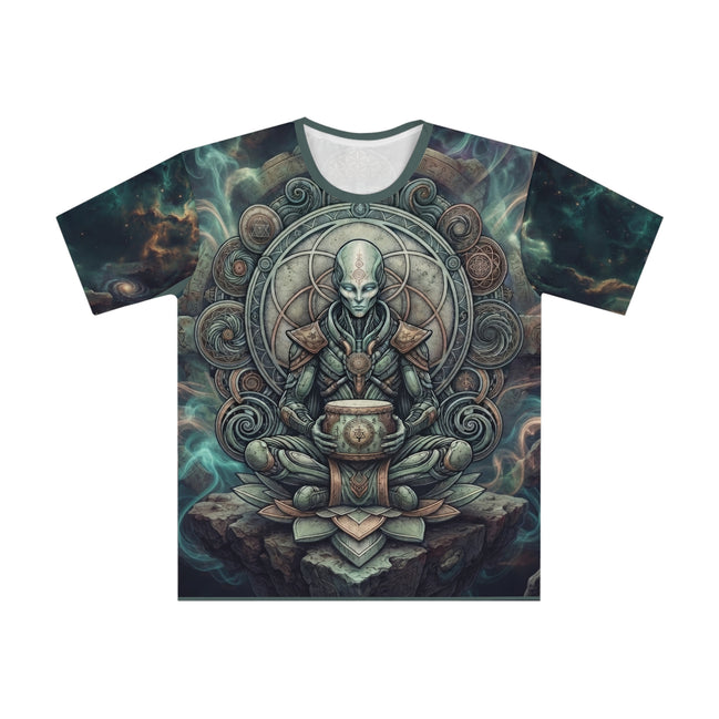 Alien Meditation Graphic T-Shirt — Cosmic Spiritual AOP Tee