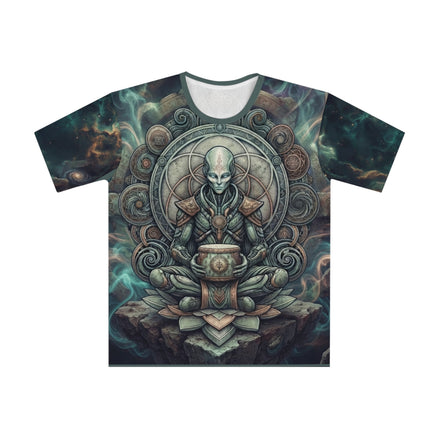 Alien Meditation Graphic T-Shirt — Cosmic Spiritual AOP Tee