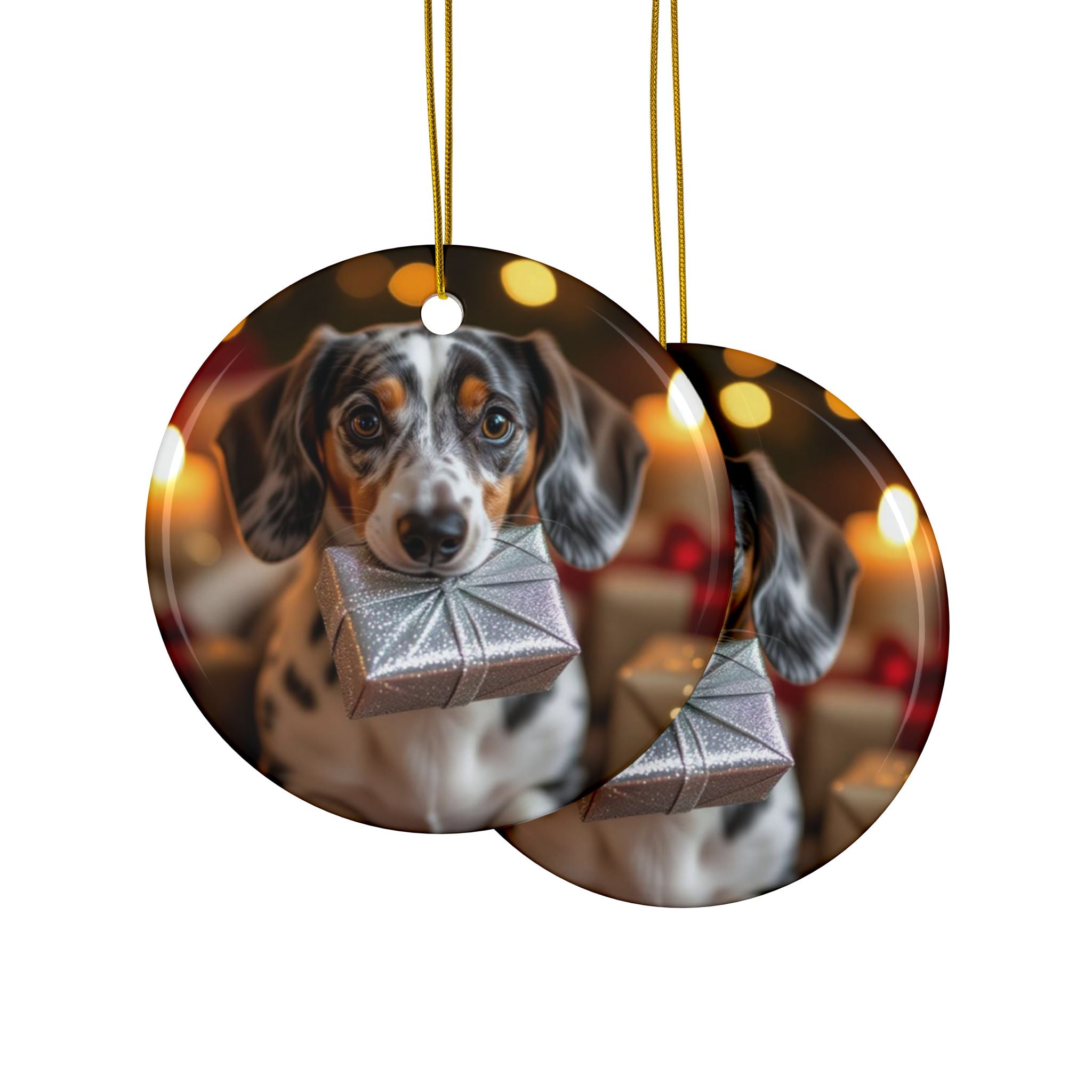 Ceramic Ornaments Dachshund Design - Decorative Ornament Gift Set