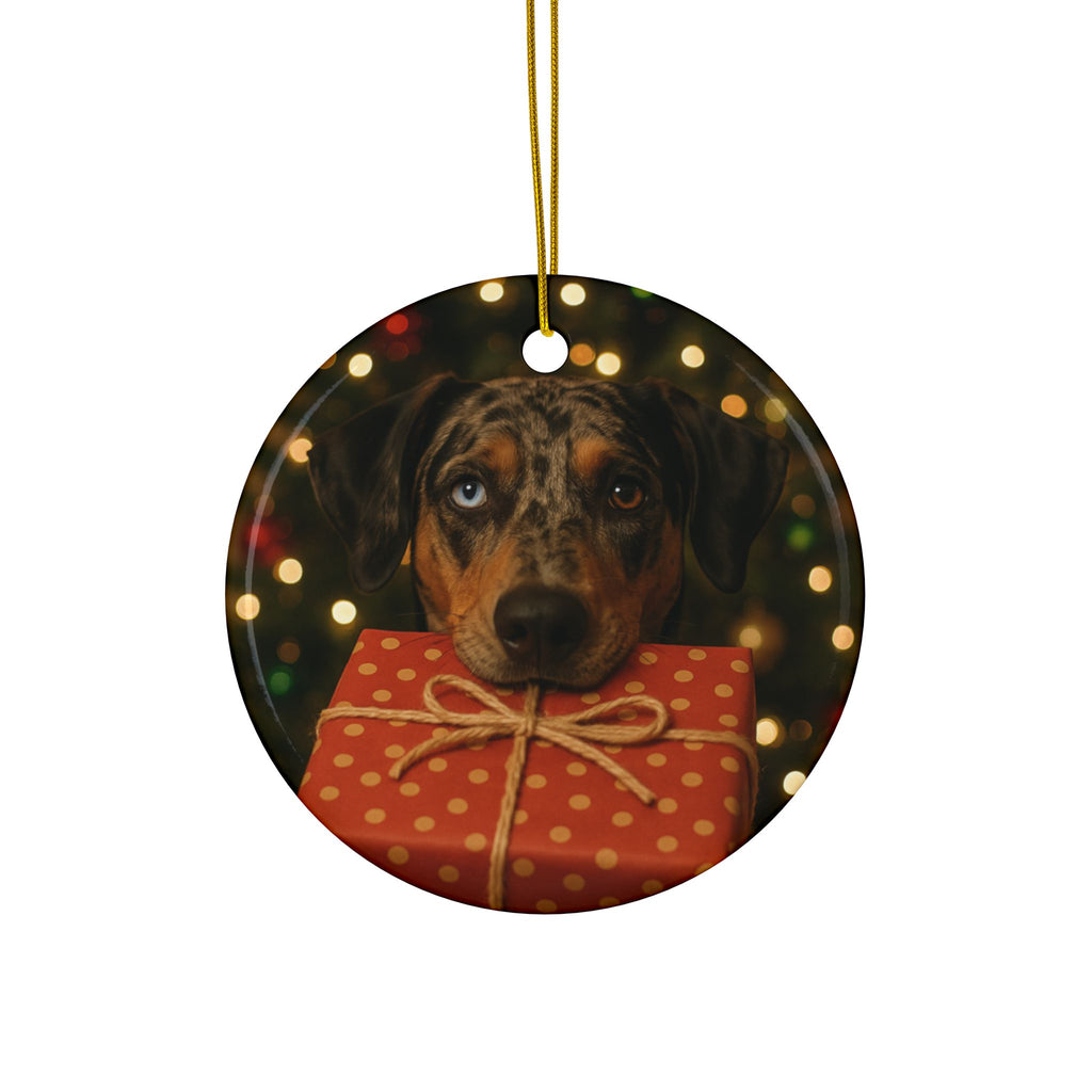 Christmas Catahoula Ceramic Ornament - Decorative Ornaments