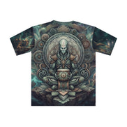 Alien Meditation Graphic T-Shirt — Cosmic Spiritual AOP Tee